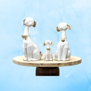 Elegant Dog Family Sculpture | Premium Home Decor Figurine | Living Room or Office Showpiece