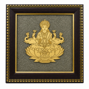 Goddess of Wealth & Fortune – Gajalakshmi Raw Pyrite Frame