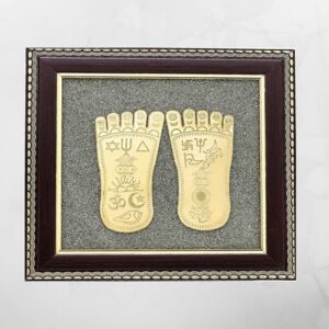 Goddess Laxmi Charan Paduka with Raw Pyrite Frame