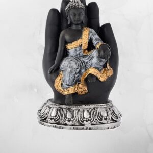 Handcrafted Sitting Buddha on Palm Decorative Showpiece Figurine