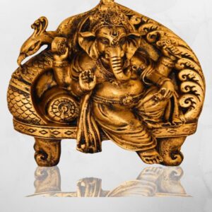 Handpainted Blessing Lord Ganesha with Peacock Decoraive Showpiece Figurine