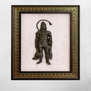 Hanuman ji pyrite on Selenite Frame