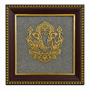 Lord Ganesha Raw Pyrite Frame | Brings Good Luck & Abundance