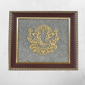 Lord Ganesha Raw Pyrite Frame | Brings Good Luck & Abundance
