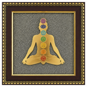 Meditating 7 Chakra Body Raw Pyrite Frame | Energy Alignment