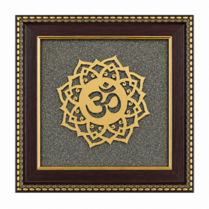 Om Symbol Raw Pyrite Frame | Meditative Mandala | Peace & Cosmic Energy