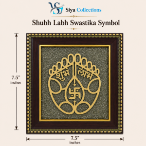 Shubh Labh Raw Pyrite Frame | Swastika Symbol